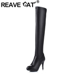 thanksgiving outfit Dodobye Ladies Over-Knee High Boots Pointed Toe Thin Heels Platform Size 32-45 Black White S2687