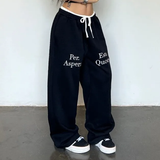 thanksgiving outfit Dodobye Y2K Harajuku American Street Style Contrasting Color Splicing Straight Pants Women Retro Letter Print Baggy Hip Hop Sweatpants