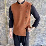 thanksgiving outfit Dodobye Asymmetric Design Men's knitted Vest Spring and Autumn Sleeveless O-neck Sweater Coat Korean Fashion Tank Tops Male Waistcoat