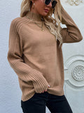 christmas outfit Dodobye Stylish Long Sleeves Loose Solid Color High-Neck Sweater Tops