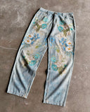 Dodobye 90s Streetwear Y2K Light Colored Flowers Trousers Mens Womens Hand Painted Literary Retro Casual Mid Waist Street Hip Hop Wide Leg Washed Jeans