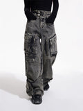 Dodobye Women Grey Y2k Cargo Jeans Harajuku Baggy Denim Trouser 90s Vintage Japanese 2000s Style Oversize Jean Pants Trashy Clothes 2025