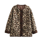 christmas outfit Dodobye Autumn Leopard Jacket Coat Women 2025 New Arrivals O Neck Single Breasted Jacket Casual Female Coat