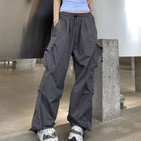 Dodobye Hip Hop Women Cargo Pants Streetwear All Match Y2K Wide Leg Pants Korean Elastic Waist Sweatpants Female Chic Trousers