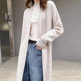 Black Friday Dodobye Casual Knitted Solid Long Cardigan Women Korean Loose Long Open Sweaters Female Autumn Chic Warm Simple Daily Street Tops