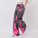 Dodobye 90s Streetwear Streetwear Baggy Jeans Women Creative Graffiti Casual Versatile Wide Leg Pants Y2k Jeans Woman High Waist Hip Hop Denim Trousers