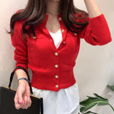 Dodobye Fashion Women Cardigan Sweater Spring Knitted Long Sleeve Short Coat Casual Single Breasted Korean Slim Chic Ladies Top