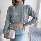 Dodobye Autumn Winter 2024 Crop Top Women Turtleneck Sweater Long Sleeve Casual Knitted Sweater