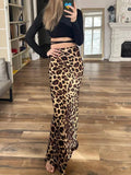 Dodobye 2024 Vintage Women's Leopard Print Satin Skirt Female Summer High Waist Midi Skirt Woman Fashion Elegant Long Skirts