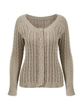 Dodobye-Button Front Cable Knit Top