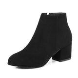 thanksgiving outfit Dodobye size 34-45 fashion Autumn Spring flock Women ankle boots Thick heel Black Beige shoes Flock CCA064