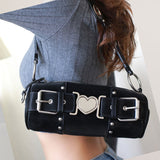 Dodobye Y2K Heart Metal Chain Shoulder Bag