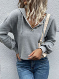 christmas outfit Dodobye Hooded Long Sleeves Buttoned Drawstring Split-Joint V-Neck Sweater Tops