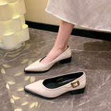 Dodobye 2025  Pumps Shoes Genuine Leather Office Lady Pointed Toe  & Career Slip-On Elegant  Women Low Heels