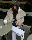 Dodobye Asuna Faux Fur Jacket in Light Grey