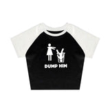 Dodobye Punk Streetwear Raglan Tee Vintage Women's Slim Gothic Graphic Print Cute Grunge Crop Tops Y2k Clothes Sexy Emo Girls Baby Tee