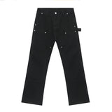 Dodobye Men'S 2025 Autumn New Korean Style Handsome Double Knee Decorated Straight Leg Pants, Fashionable And Trendy Ruffled Jeans