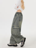 Dodobye Women's Y2k Cargo Jeans Baggy Harajuku 90s Aesthetic Denim Trousers Vintage Jean Pants Japanese 2000s Style Trashy Clothes 2025