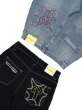 Dodobye 90s Streetwear Mens Clothing Loose Casual Wide Leg Jeans Street Retro Harajuku Hip Hop Embroidered Oversized Jeans Trendy Blue High Waist Jeans