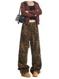 Dodobye Women Brown Y2k Baggy Leopard Jeans Harajuku Denim Trousers Vintage Japanese 2000s Style Oversize Jean Pants Trashy Clothes 2025