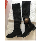 thanksgiving outfit Dodobye 2024 Autumn Over Knee High Boots Fur Fashion Shoes 4cm High Heels Soft Flock Stretch Botas Big 43