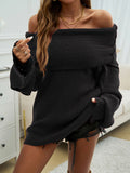 christmas outfit Dodobye Flared Sleeves Long Sleeves Solid Color Off-The-Shoulder Sweater Tops