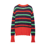 Black Friday Dodobye Autumn New Product Women's Loose Casual Short Round Neck Long Sleeve Striped Knitted Sweater Hoodie