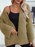 Black Friday Dodobye Casual Knitted Solid Cardigan Women Retro Loose Simple Open Sweaters With Pockets Female Korean Autumn Chic Daily Outwears