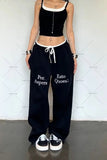 thanksgiving outfit Dodobye Y2K Harajuku American Street Style Contrasting Color Splicing Straight Pants Women Retro Letter Print Baggy Hip Hop Sweatpants