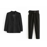 Black Friday Dodobye 2024 Women Fashion Two Pieces Sets Office Wear Blazers Coat And With Belt High Waist Pants Female