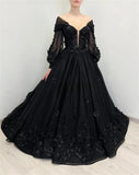 Dodobye Puffy Sleeve Prom Dress Luxury 3D Flower Long Train Vestidos De Fiesta Gothic Ball Gown Wedding Dress فساتين سهرة-(PRE-ORDER)