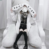 christmas outfit Dodobye Autumn Winter Sweet Cute Kawaii Soft Thick Warm Black Faux Fur Coat Women with Bunny Ears Cute Fluffy Jacket Hoodie