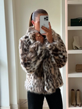 christmas outfit Dodobye New Fashion Leopard Printed Warm Faux Fur Coat Chic Lapel Long Sleeve Women's Fluffy Furry Jacket Thick Lady Chic Outerwear 2024