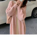 Dodobye Autumn Winter Women Loose Warm Long Cardigan Coat Solid Long Sleeve Knit Thicken Sweater Coat Streetwear TRAF Women Coat