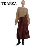 thanksgiving outfit Dodobye 2024 Spring Summer Casual Folds Long Skirts Fashion Vintage Solid Satin Oversized High Waist Chic Elegant Lady Skirts