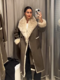 christmas outfit Dodobye Fashion Reversible Thick Warm Faux Fur Spliced Long Coat New Women's Chic Button Down Lapel Collar Overcoat Lady Thermal Outwear