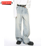 Dodobye Washed Male Jeans Korean Fashion Worn Out Gradient Color Men'S Denim Straight Pants Men Wide Leg Trousers 2025 Spring