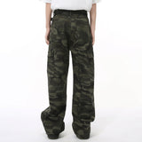 Dodobye High Street Men'S Camouflage Jeans Washed Big Pockets Cargo Trousers Straight Wide Leg Trendy Male Denim Pants New