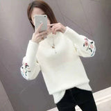 Dodobye Woman Sweaters 2025 Autumn Winter Tops Turtleneck Sweater Women Slim Pullover Jumper Embroidery Knitted Sweater Pull Femme Hiver