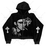 thanksgiving outfit Dodobye Y2K Punk Style Printed Oversized Sweatshirt American Retro Goth Graphic Zipper Hoodie Men High Street Harajuku Casual Jacket New