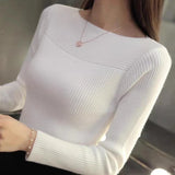 Dodobye 2024 AutumnWomen Ribbed Slash Neck Slim Sweater Knitted Long Sleeve Office Sweaters Casual