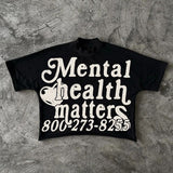 Dodobye Harajuku Mental Health Matters Graphic t shirts Oversized Y2k Tops High Street Goth T shirt Pro Choice Sweatshirt Men Clothing