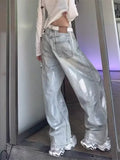 Dodobye Women's Grey Baggy Jeans Harajuku Oversize Denim Trousers Y2k Aesthetic Vintage Japanese 2000s Style Jean Pants Trashy Clothes