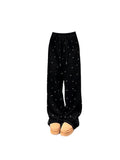 Dodobye Women's Black Gothic Baggy Dot Pants Y2k 90s Vintage Streetwear High Waist Trousers Korean Harajuku Wide Pants Emo 2000s Clothes