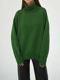 christmas outfit Dodobye Long Sleeves Loose Solid Color High Neck Knitwear Pullovers Sweater Tops