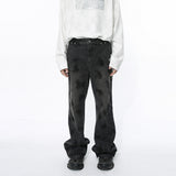 Dodobye Spring New Fashionable American Niche Brushed Color, Doing Old Graffiti, Micro Flared Pants, Washed Men'S Straight Leg Jeans