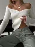 christmas outfit Dodobye Urban Skinny Solid Color Square-Neck Sweater Tops