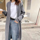 Black Friday Dodobye Casual Knitted Solid Long Cardigan Women Korean Loose Long Open Sweaters Female Autumn Chic Warm Simple Daily Street Tops