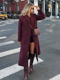 christmas outfit Dodobye 2024 Women Chic Red Double Breasted Wool Blends Long Coat Fashion Loose Lapel Collar Full Sleeve Jacket New Elegant Lady Outwear