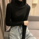 Black Friday Dodobye Korean Turtleneck Sweater Women Casual Elegant Chic Slim Office Lady Long-Sleeved Knitted Warm Pullover Solid Bottom Shirt Tops